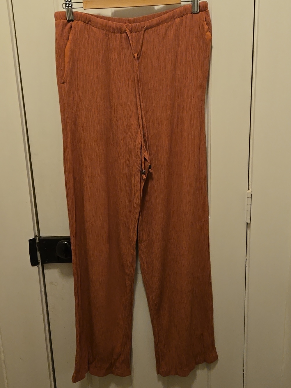 Zara Crinkle Wide Leg Drawstring Pants With Side Pockets Womens  M